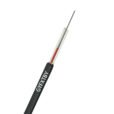 a black GYFXTBY drop cable with visible internal optical fibers
