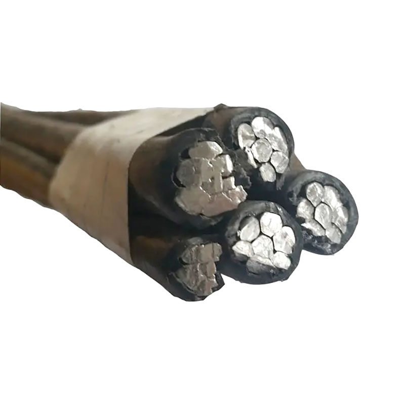 bundled electrical cables with exposed aluminum conductors
