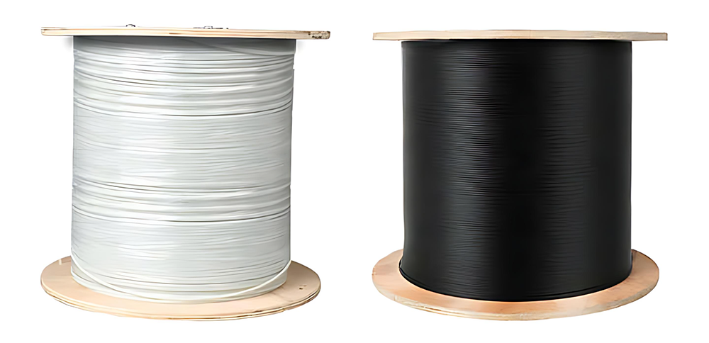 A white reel and a black reel of GJYXFCH Drop Cable