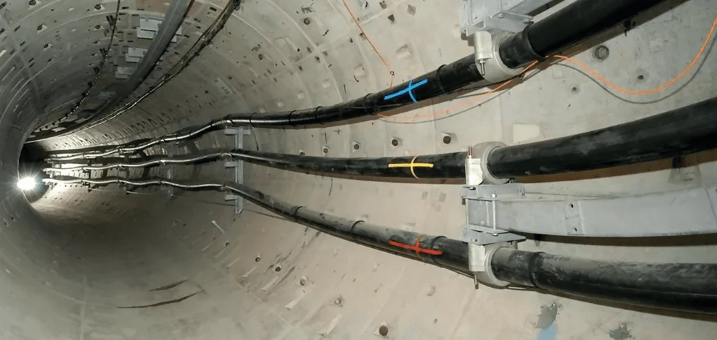 YJY Cables installed in a tunnel for power distribution