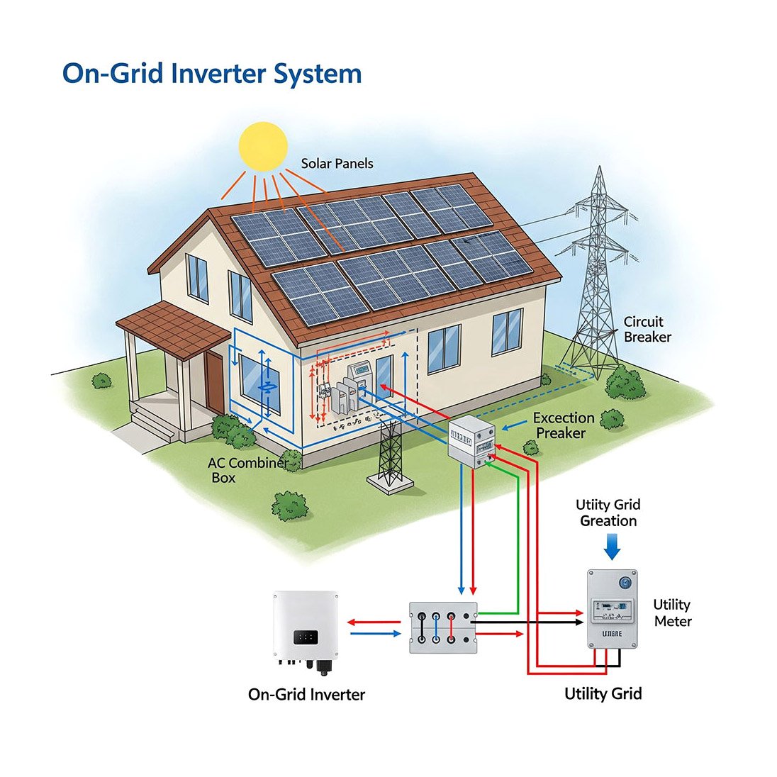 an On-grid Inverter System for a house with solar panels