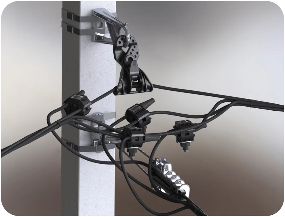 several black cables connected using TTD Insulation Piercing Connector