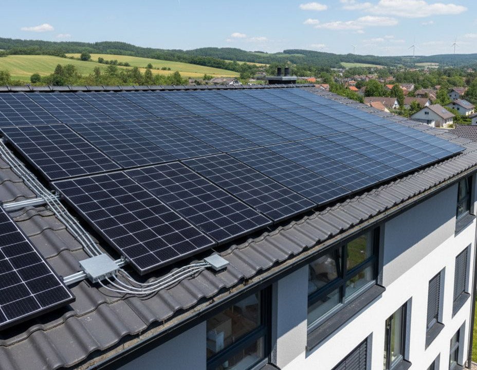 sleek black Monocrystalline Solar Panels installed on a modern residential rooftop