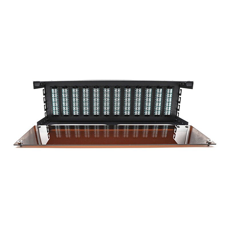 Scalable 3U MPO/MTP patch panel for 100G and 400G fiber migration