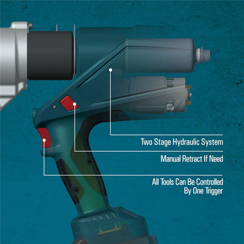 Cordless 18V hydraulic crimping tool with OLED display