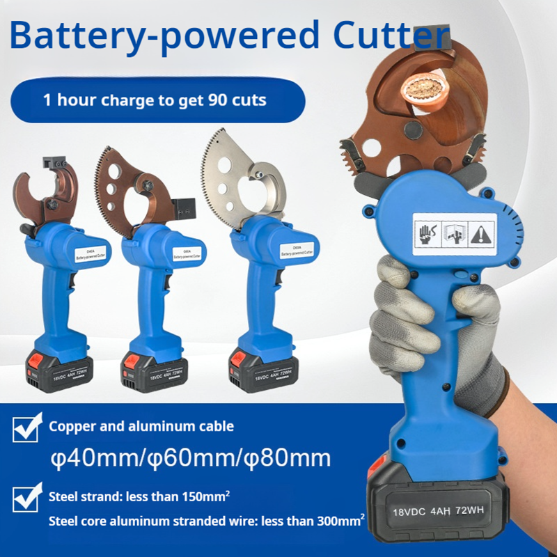 Portable One-Handed Electric Ratchet Cable Cutter with LED