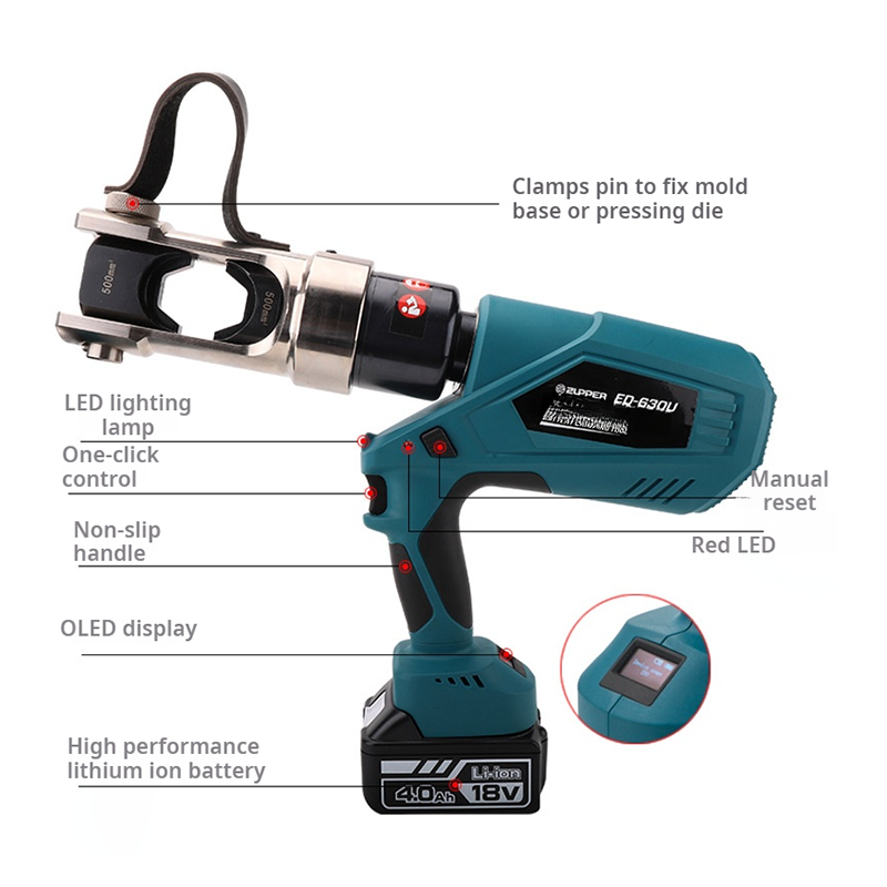 Electric cable crimper with dual stage hydraulic system