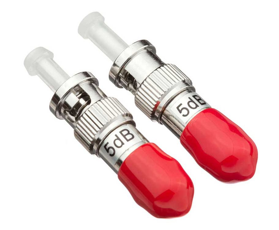 ST Optical Attenuator with a male-to-female connector and a 5dB fixed attenuation value
