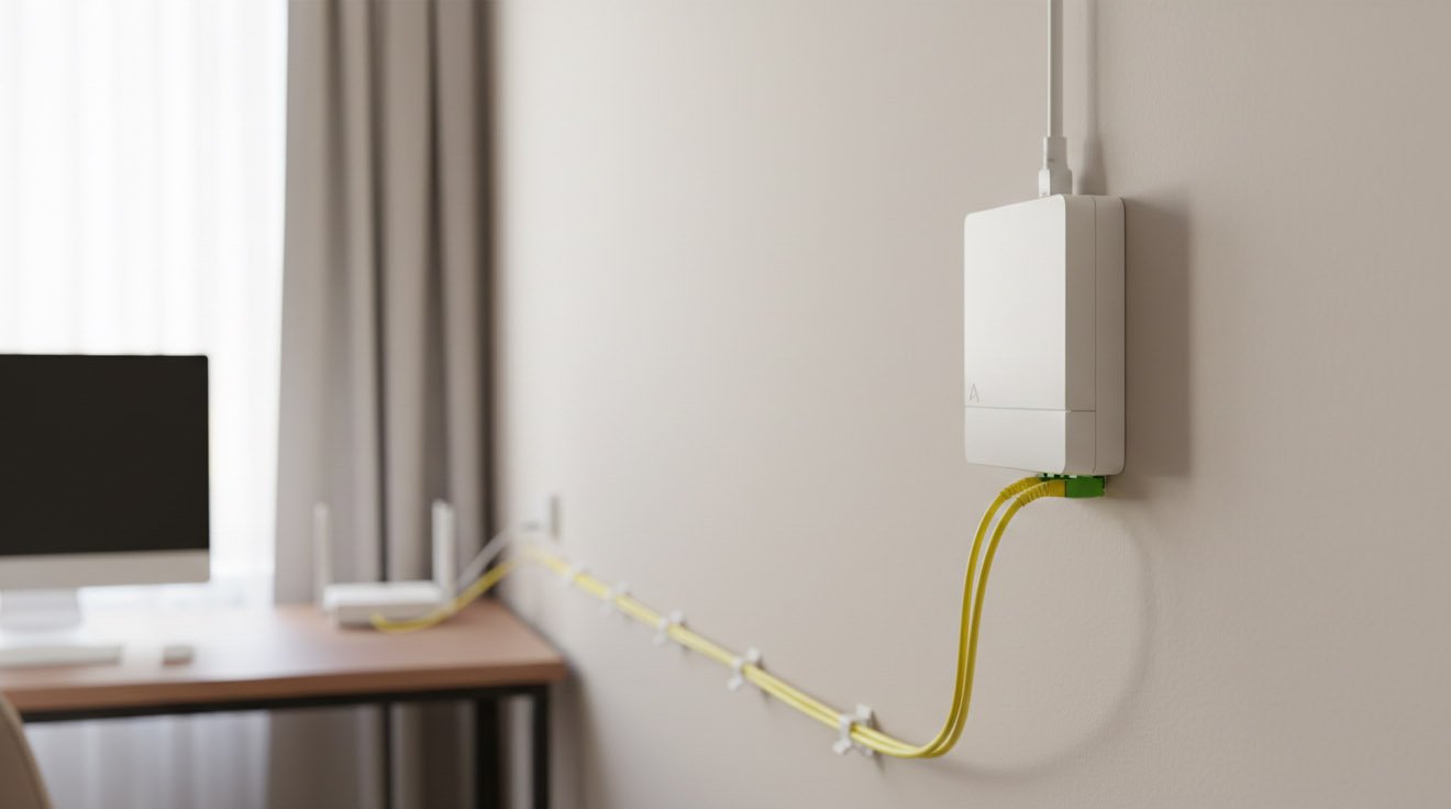 Modern Fiber Optic Wall Socket installed on a residential wall,