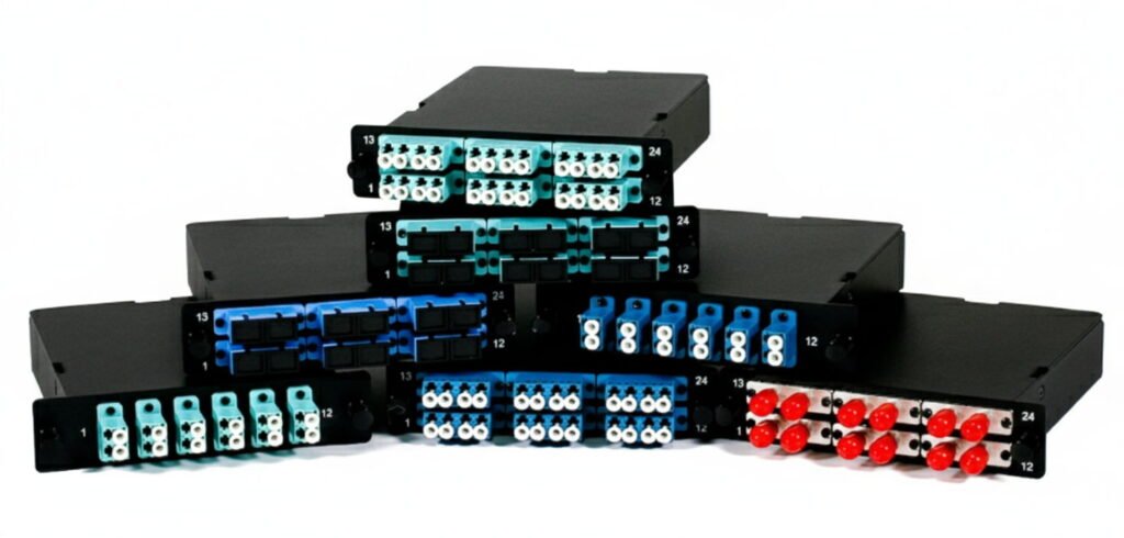 MPO/MTP module cassette with various fiber optic adapters