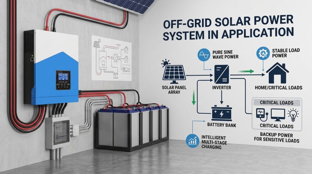 3KVA to 10KVA high-efficiency off-grid inverter in a complete off-grid power system