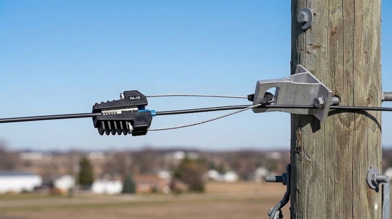 Installation of PA-05 Anchoring Clamp on a wooden utility pole